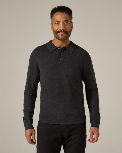 Belford Long Sleeve Sweater Polo Charcoal