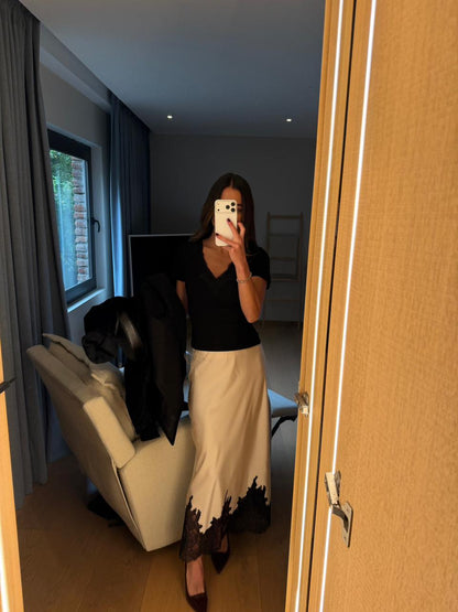 Sana Rib Knit Tee Black