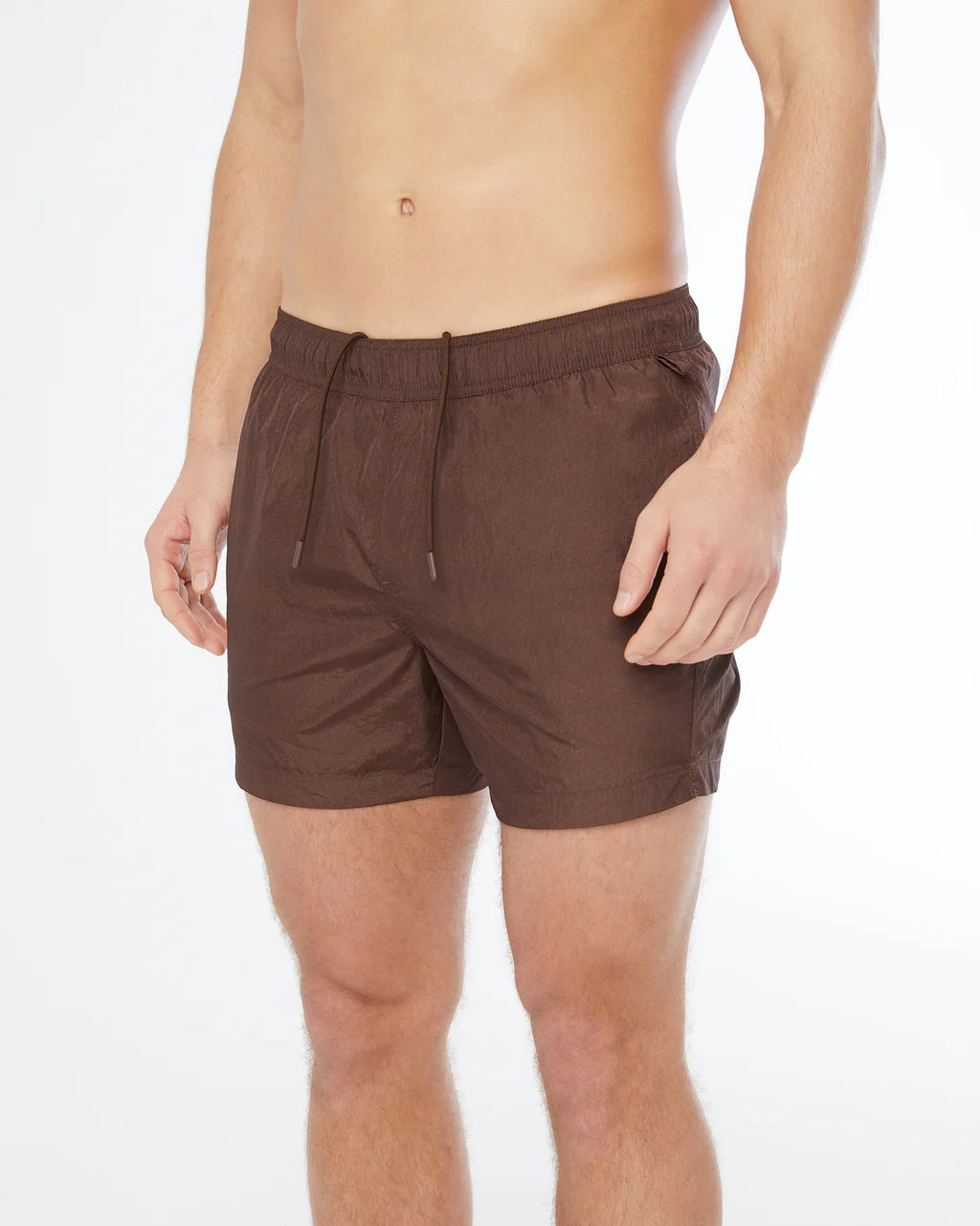 Nylon Crinkle 5 Brown Swim Trunk