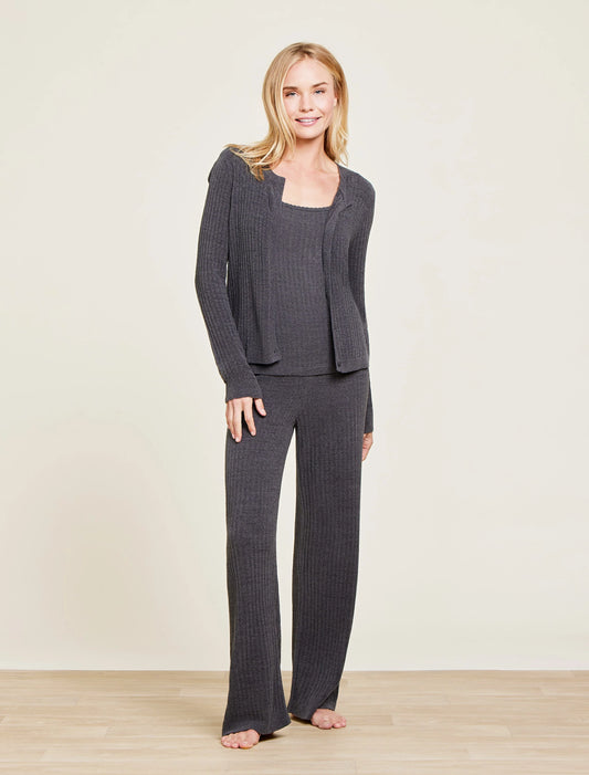 Ribbed Button Cardigan Carbon