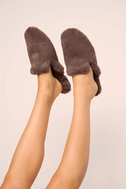 Plush Slippers Deep Taupe
