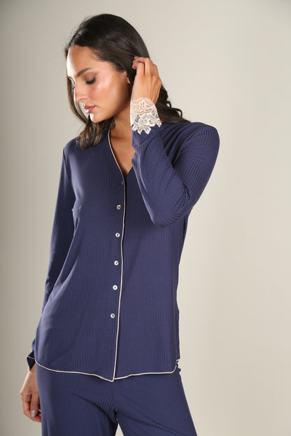 Pyjama Bamboo Rib Blue