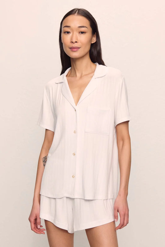 Gisele Modal Rib Relaxed Short PJ Set White