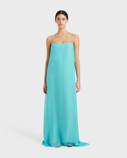 Capri Silk Chiffon Cami Dress Aqua