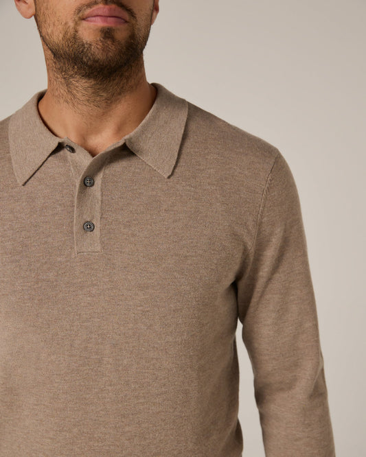 Belford Long Sleeve Sweater Polo Beige
