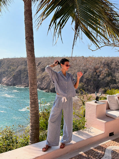 Checkered Linen Set