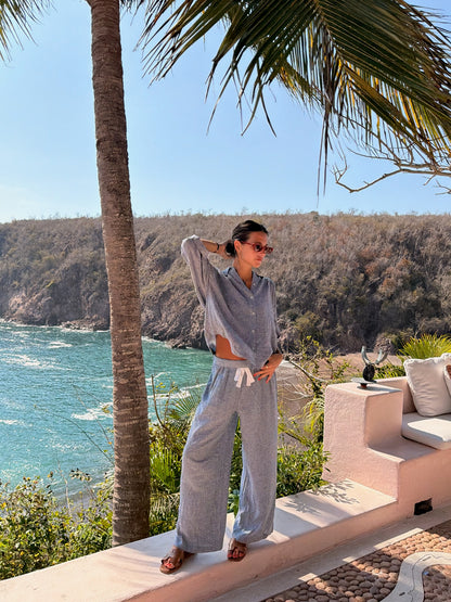Checkered Linen Set