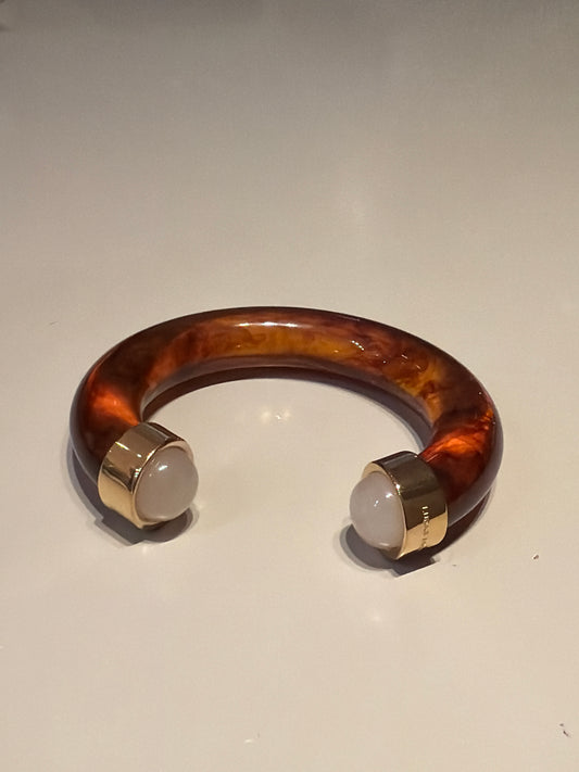 Resin Shell White Tigers Eye Bangle