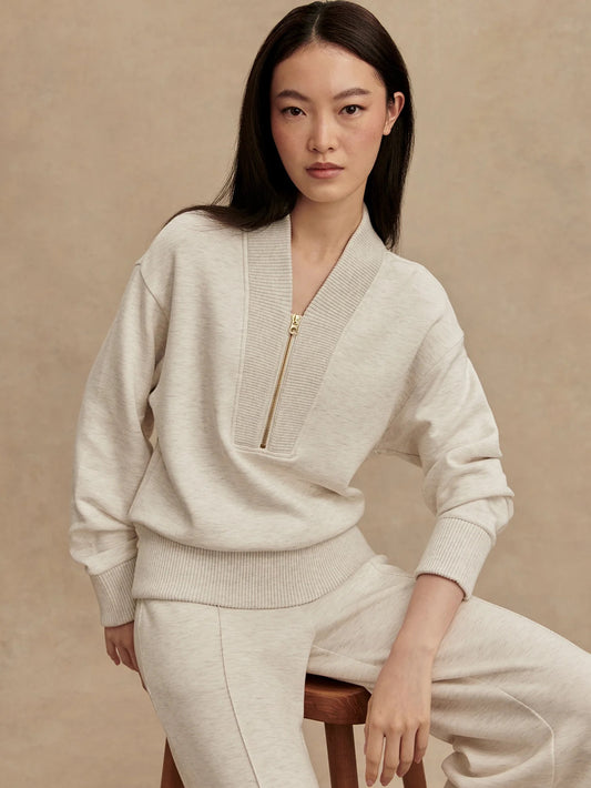 Sally Half-Zip Sweat Ivory