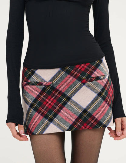 Mistletoe Plaid Mini Skort