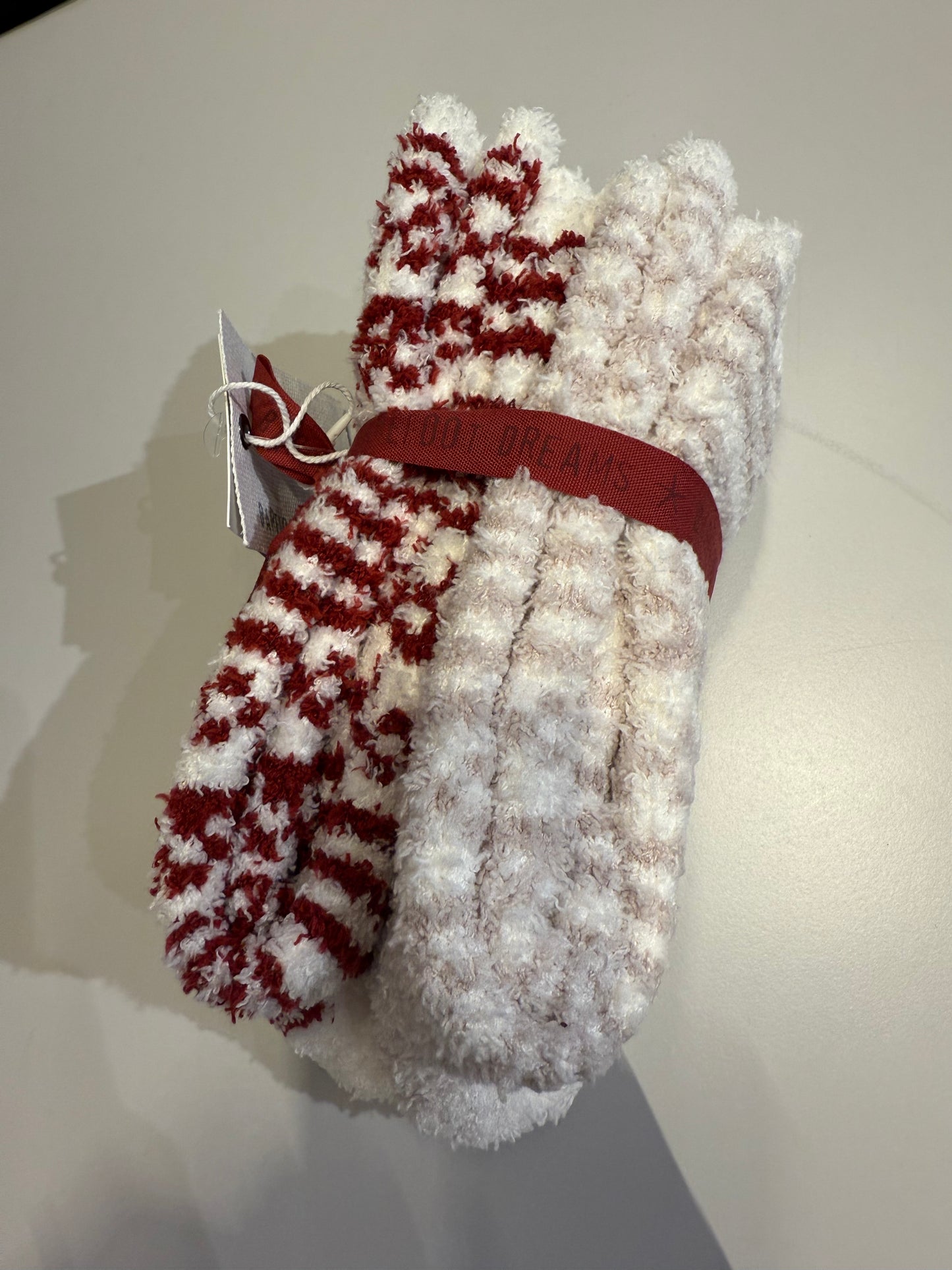 CozyChic Checkered Stripe Sock Crimson