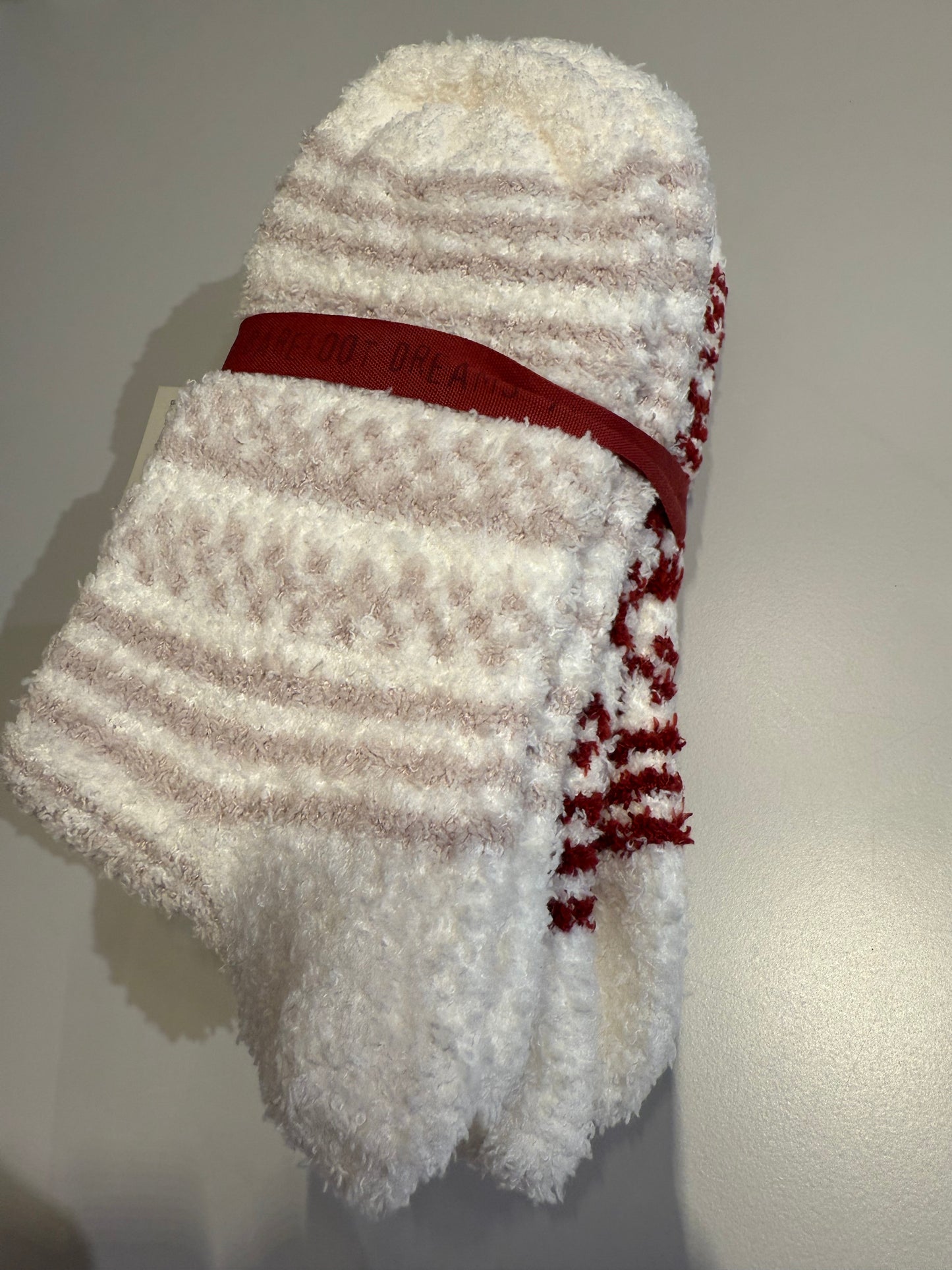 CozyChic Checkered Stripe Sock Crimson