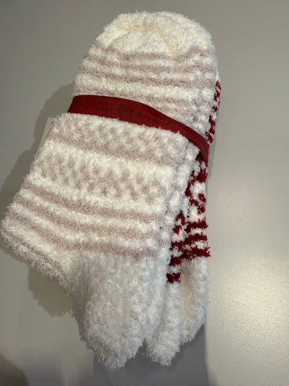CozyChic Checkered Stripe Sock Crimson