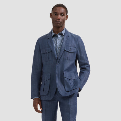 Linen Safari Blazer Navy