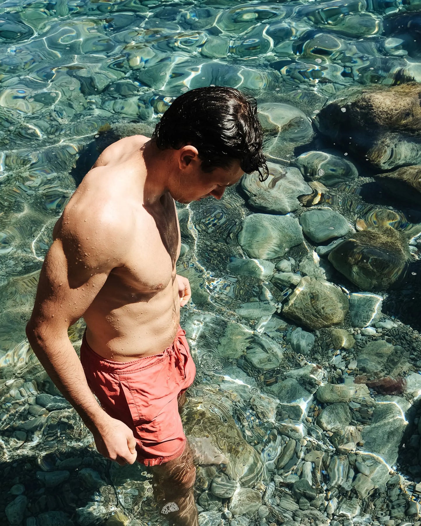 Reefrover Red Swim Trunk 7 Inch Mens