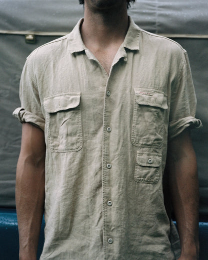 Traveller Linen Short Sleeve Shirt Olive