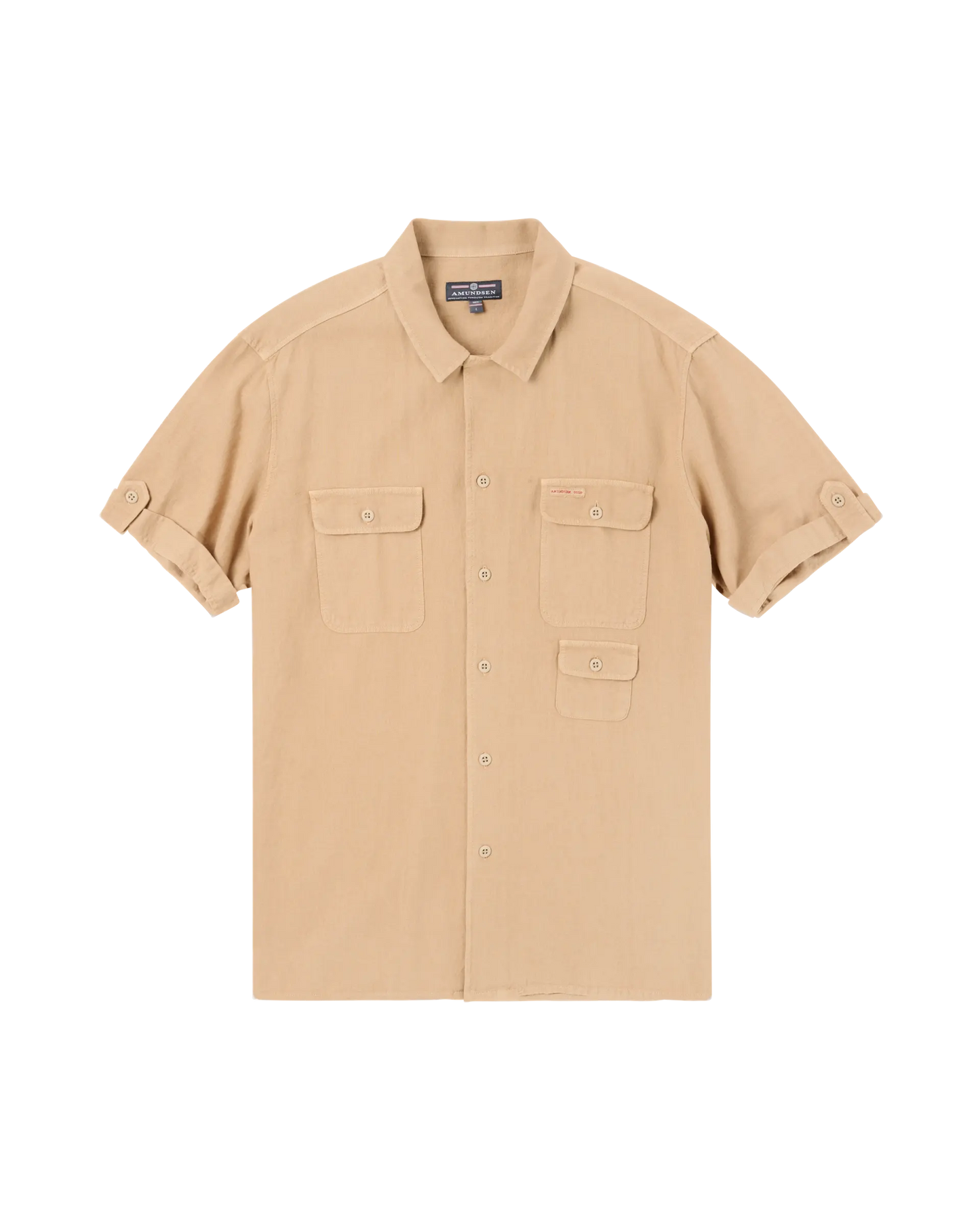 Traveller Linen Short Sleeve Shirt Khaki