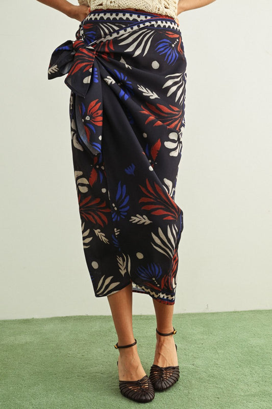 Multi Printed Wrap Skirt