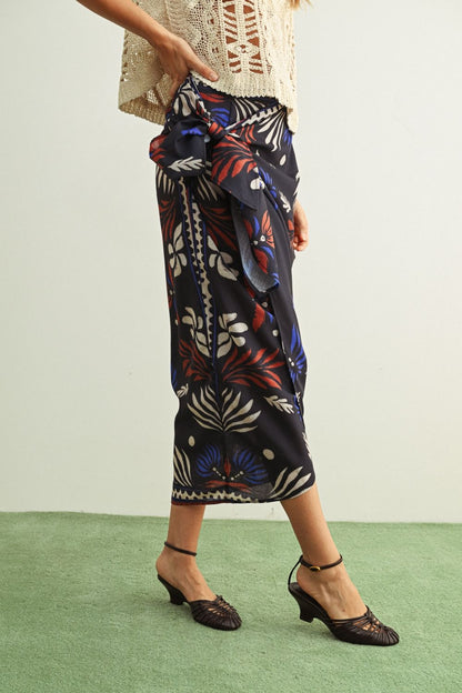 Multi Printed Wrap Skirt
