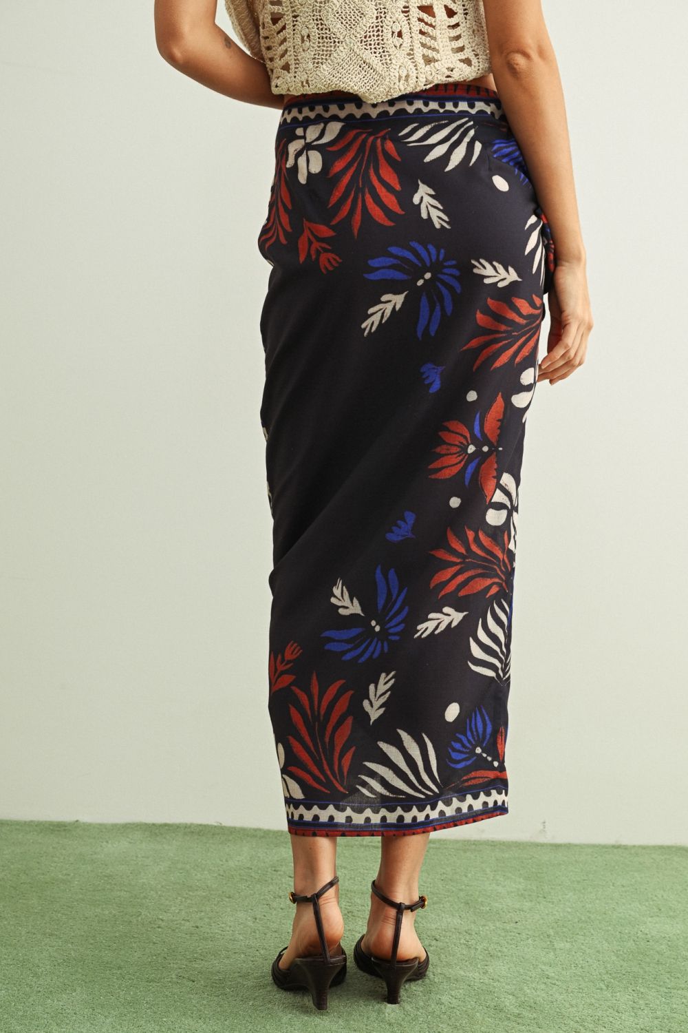 Multi Printed Wrap Skirt