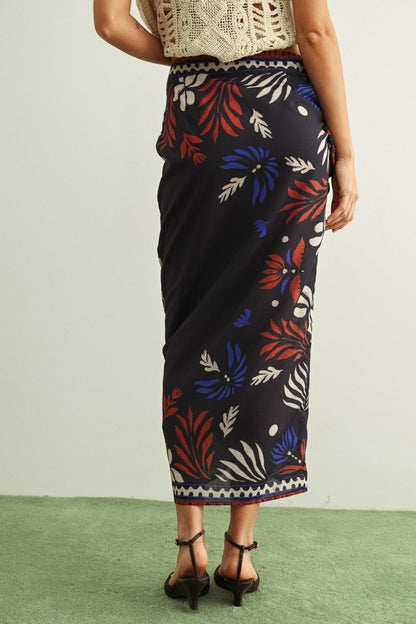 Multi Printed Wrap Skirt