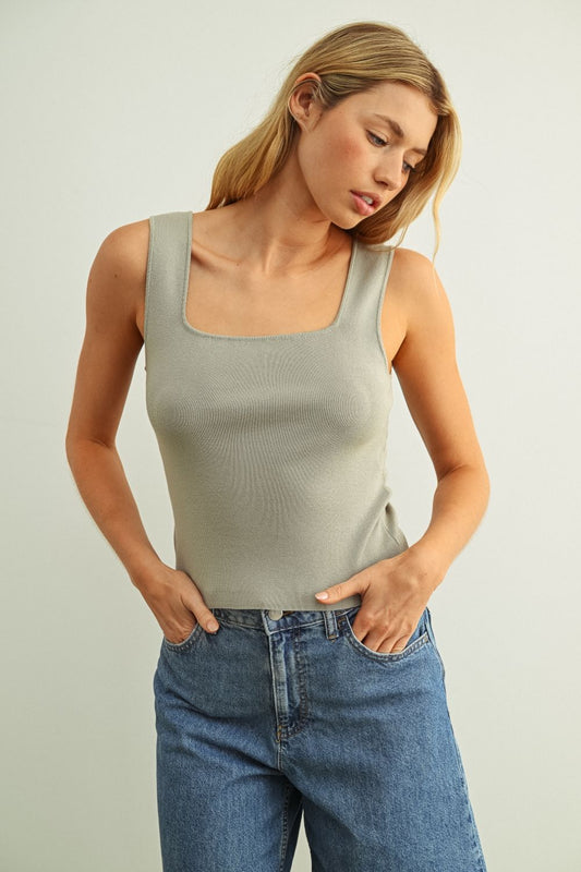 Essential Sleeveless Ribbed Knit Top