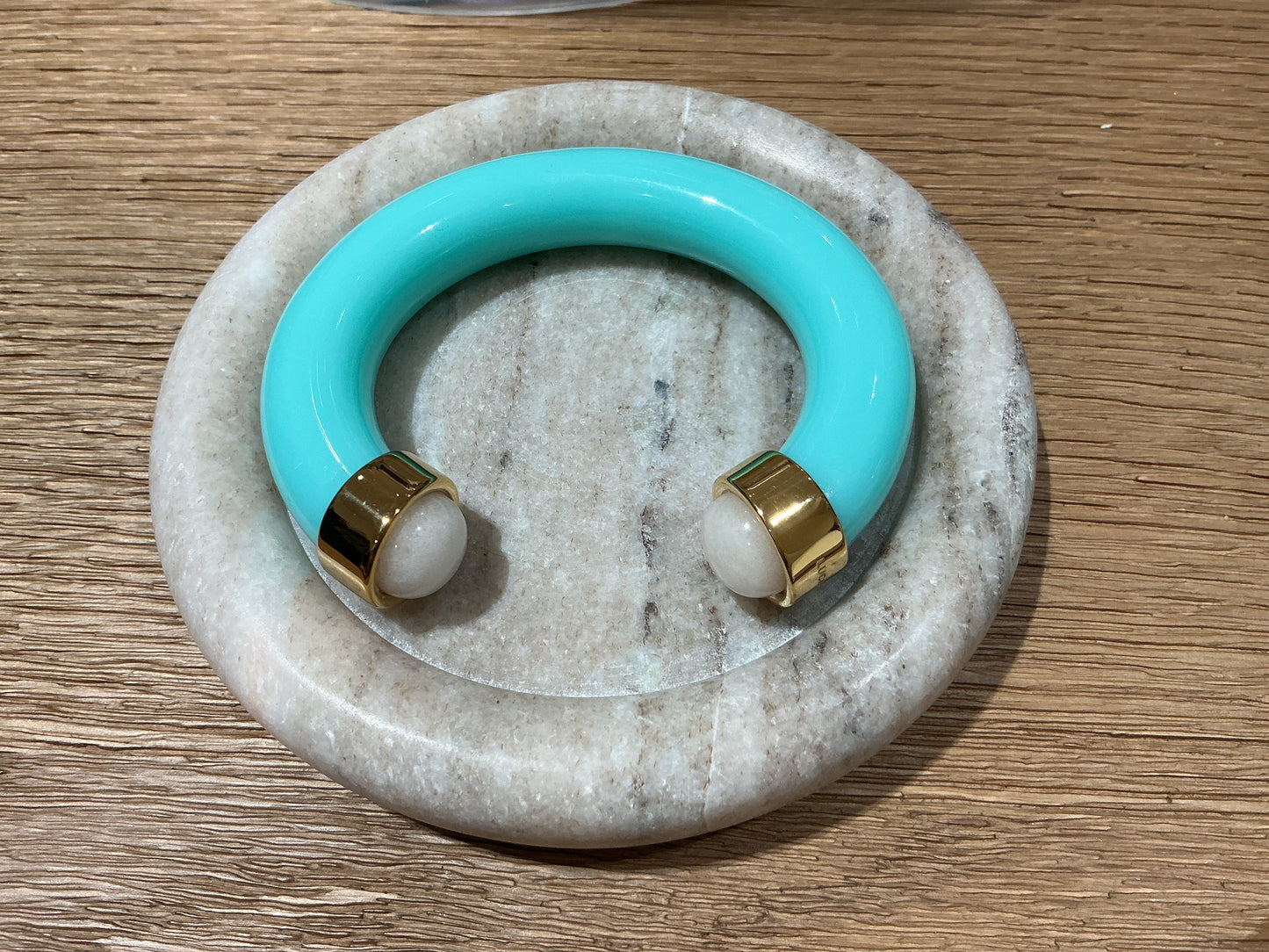 Turquoise Shell White Quartz Bangle