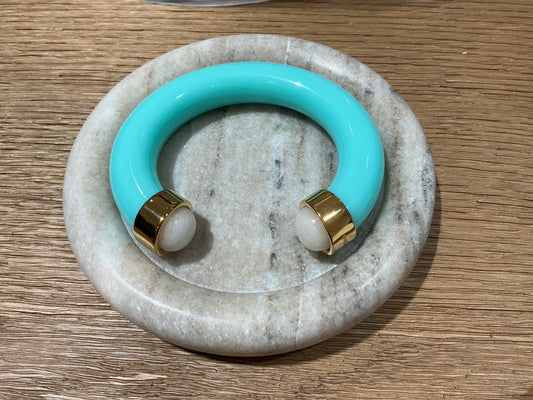 Turquoise Shell White Quartz Bangle