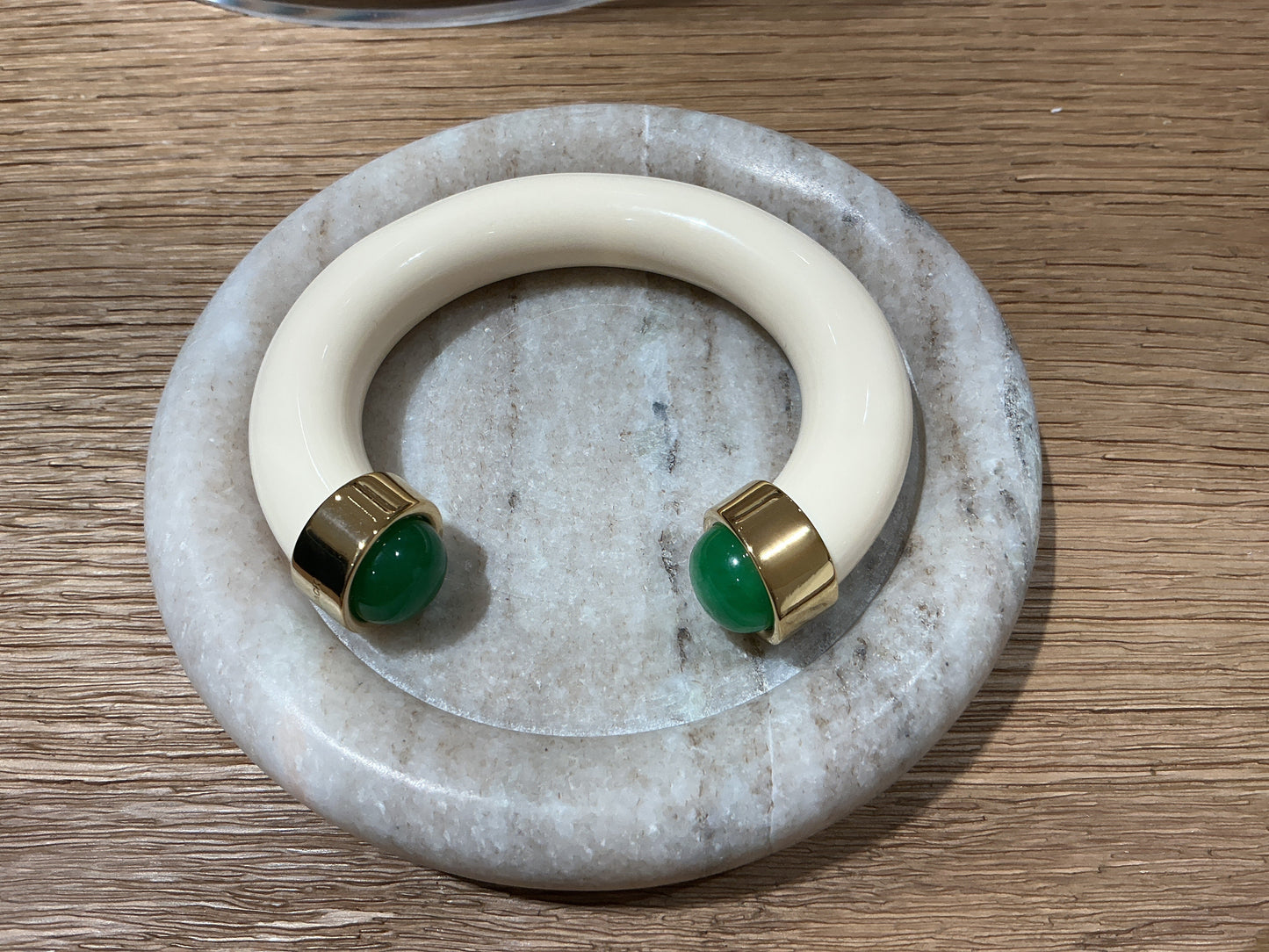 Ivory Green Quartz Tigers Eye Bangle