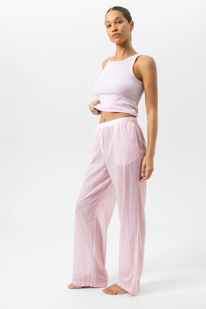 Long Trousers Cotton Stripes Pink
