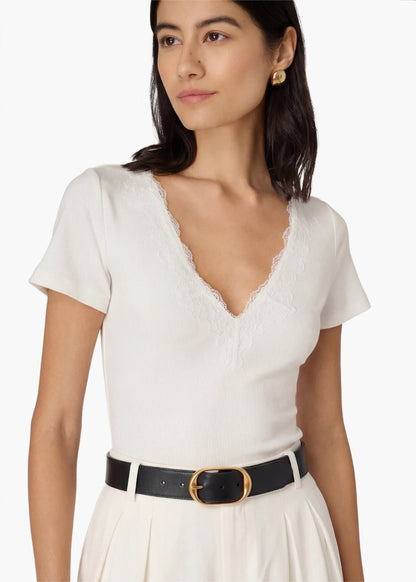 Sana Rib Knit Tee White