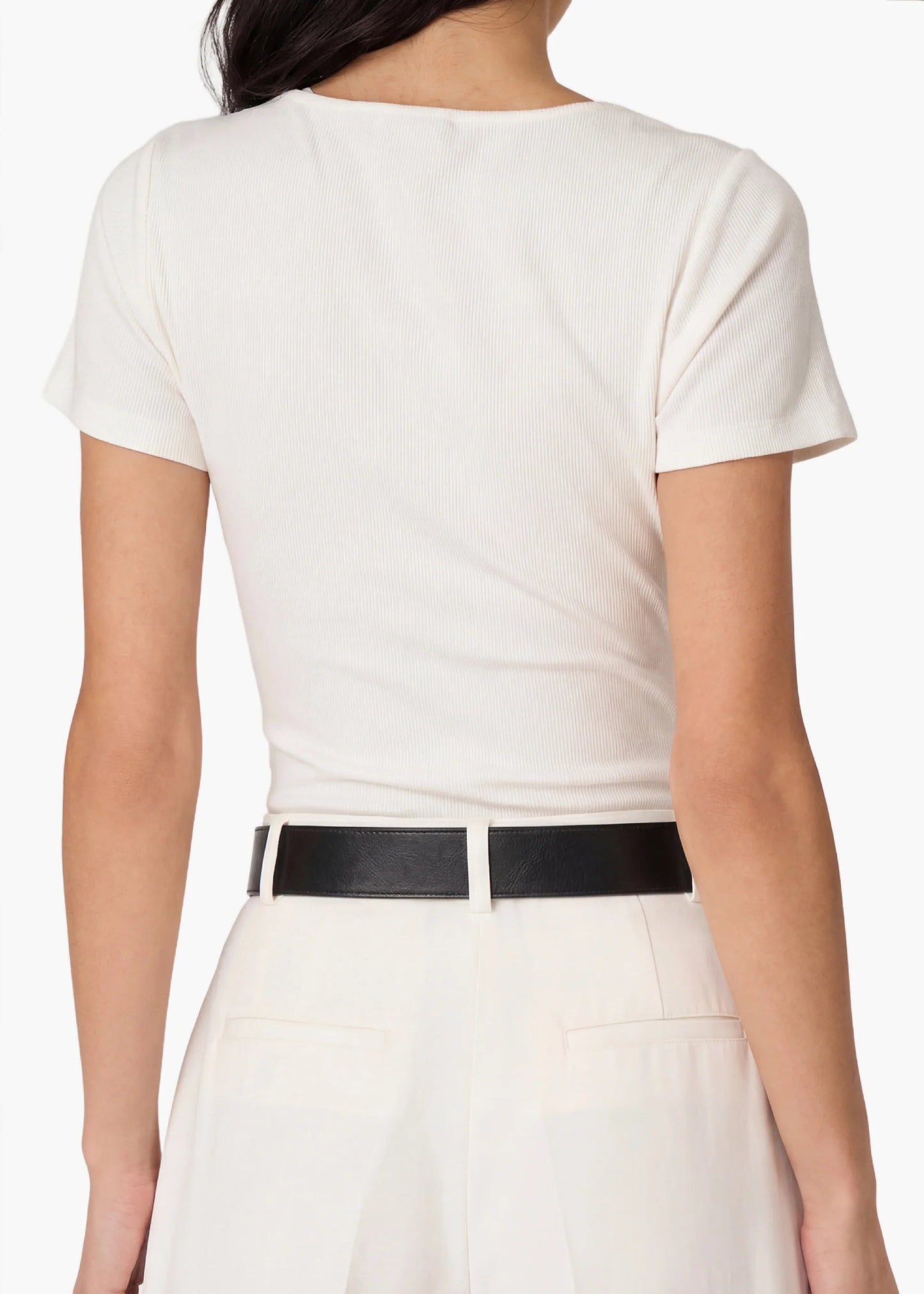 Sana Rib Knit Tee White