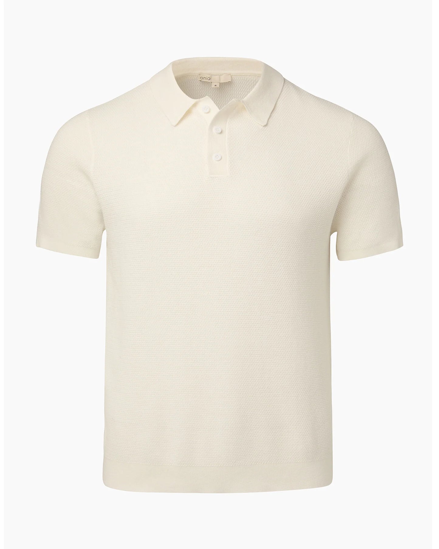 Cotton Textured Knit Polo White