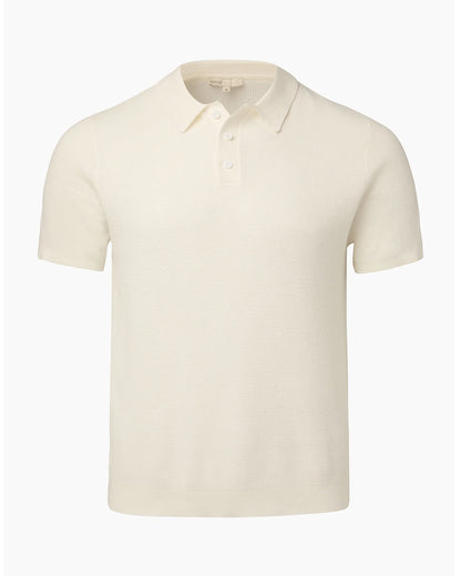 Cotton Textured Knit Polo White