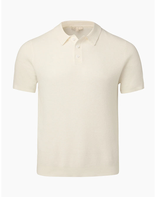 Cotton Textured Knit Polo White