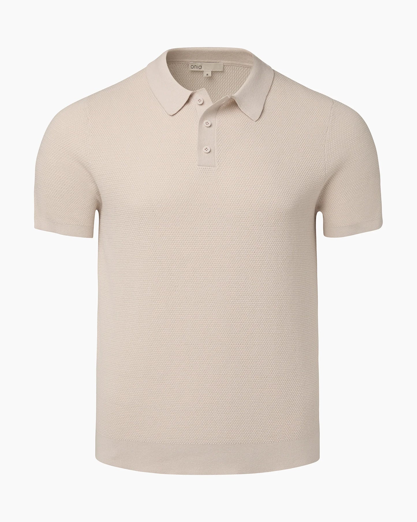 Cotton Textured Knit Polo Stone