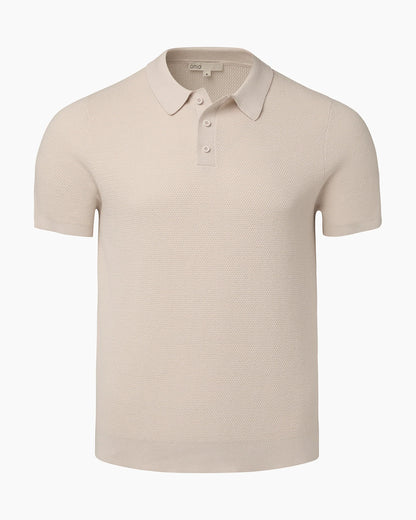 Cotton Textured Knit Polo Stone