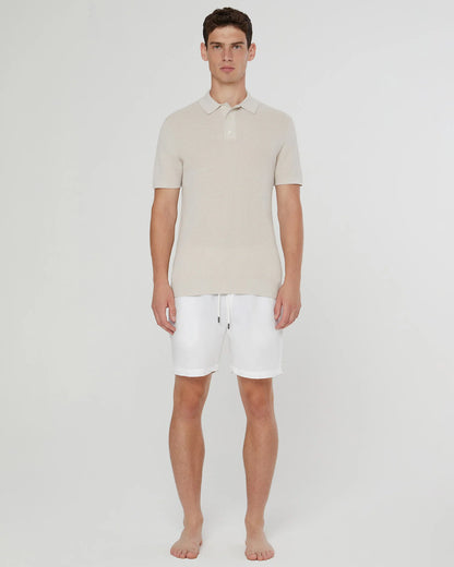 Cotton Textured Knit Polo Stone