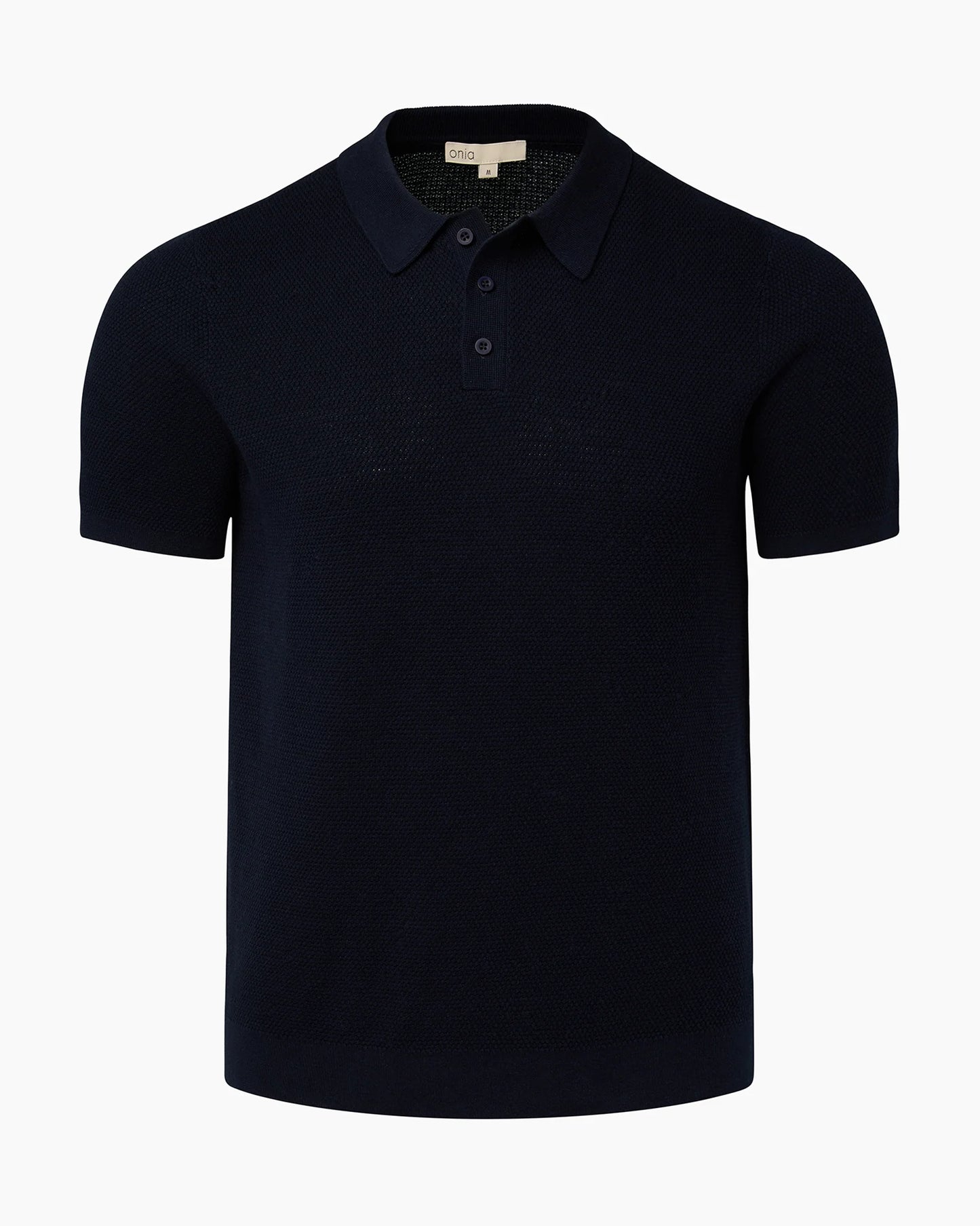 Cotton Textured Knit Polo Navy