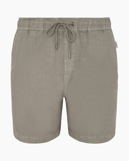 Pigment Dye Linen Pull On Short Olive