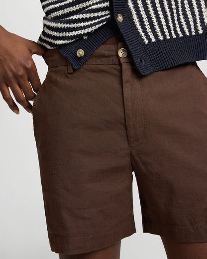 Stretch Linen Short Espresso