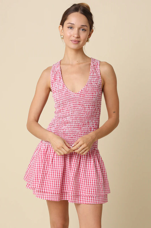 Boat Checkered Mini Dress