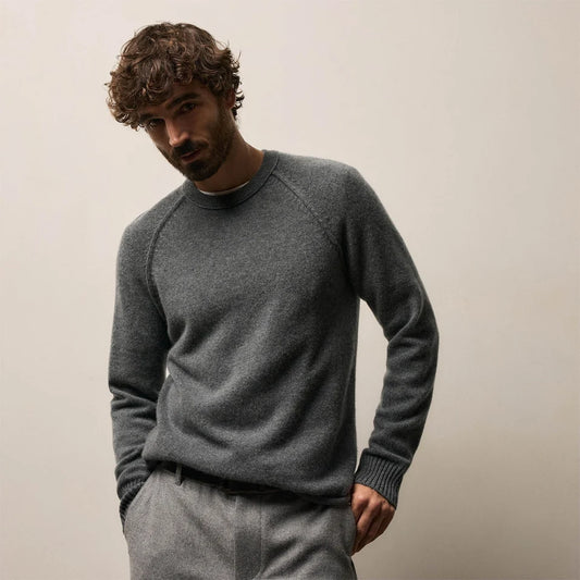Grey Cashmere Crew Sweater