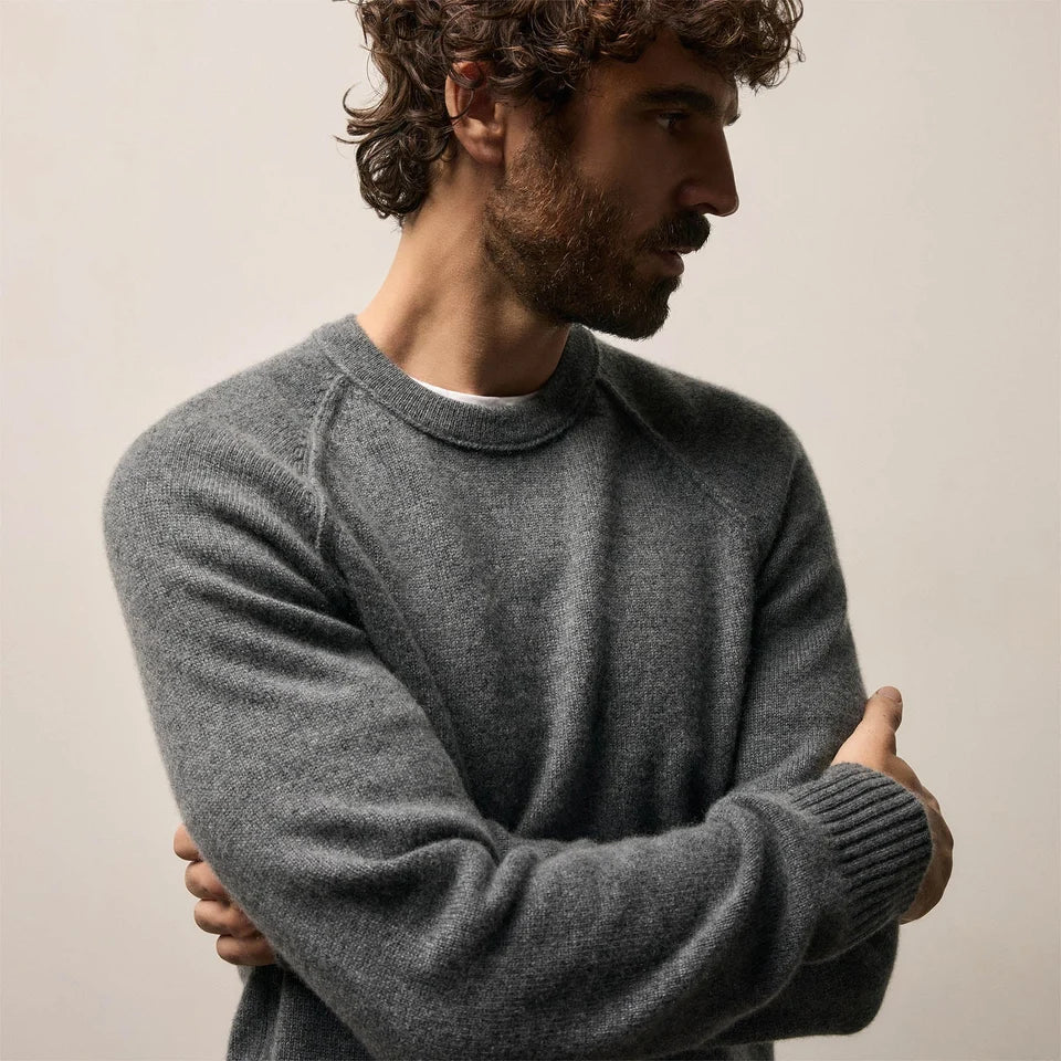 Grey Cashmere Crew Sweater