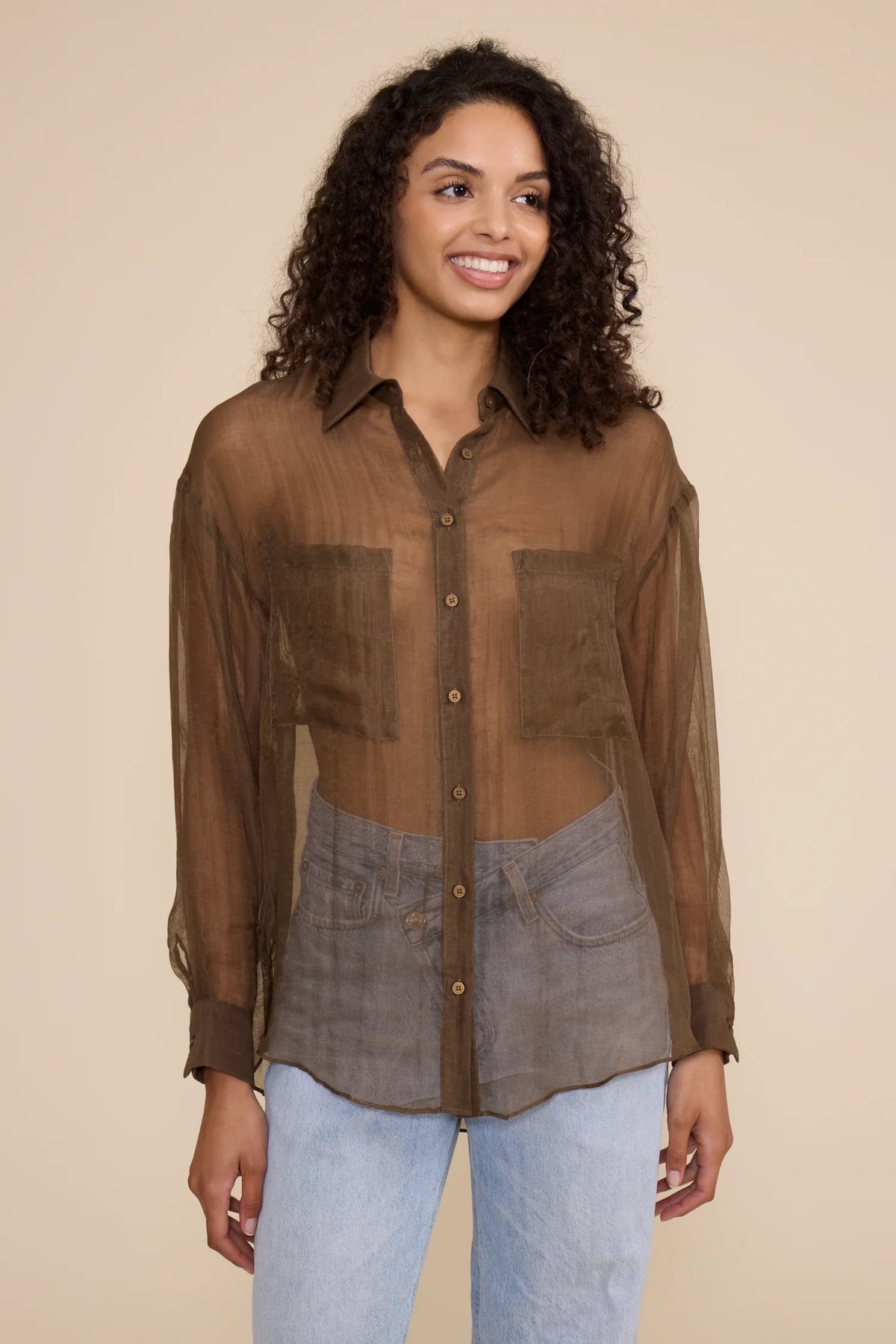 Carlen Cargo Pocket Top Olive