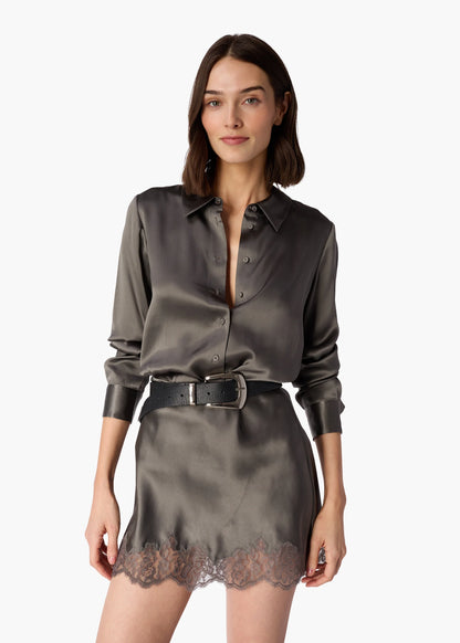 Crosby Silk Gunmetal Blouse