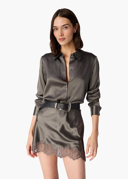 Crosby Silk Gunmetal Blouse