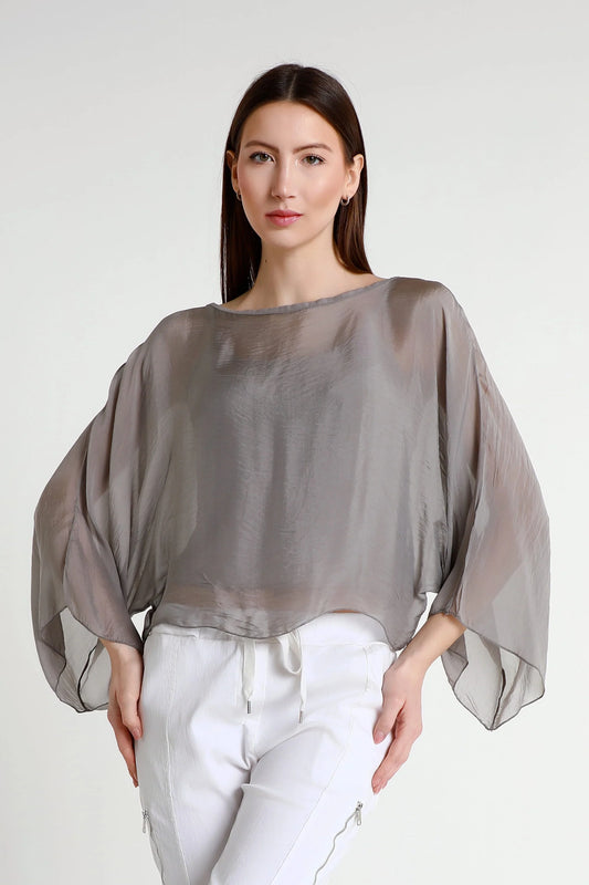 Sofita Cropped Silk Caftan Taupe