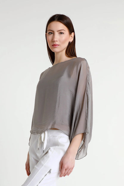 Sofita Cropped Silk Caftan Taupe