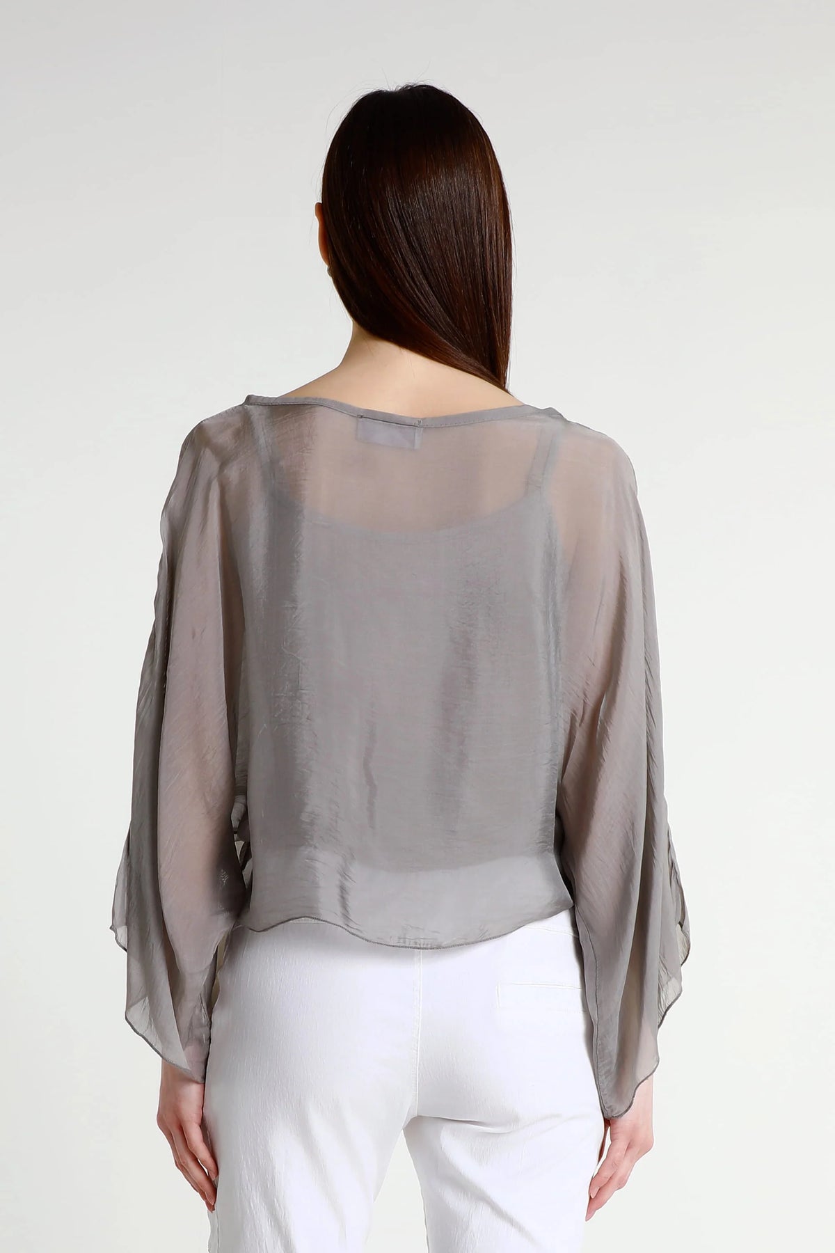 Sofita Cropped Silk Caftan Taupe